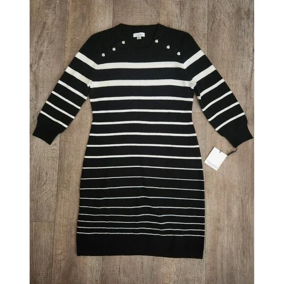 tweed tank dress White and Black Button Down Tweed Mini Dress S